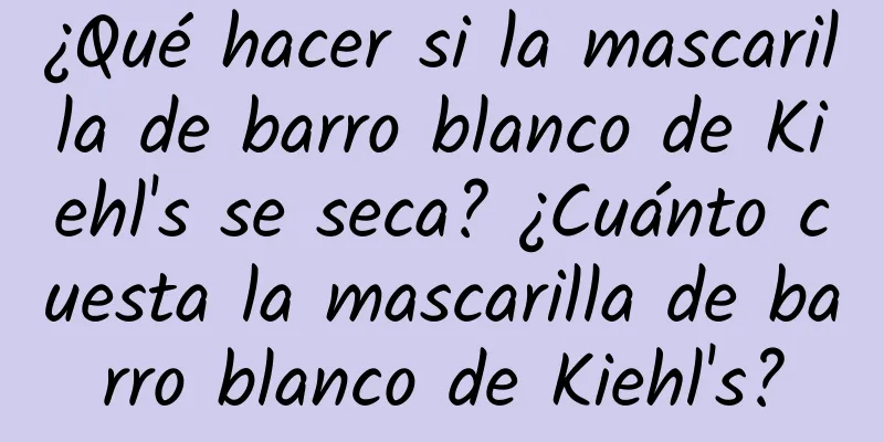 ¿Qué hacer si la mascarilla de barro blanco de Kiehl's se seca? ¿Cuánto cuesta la mascarilla de barro blanco de Kiehl's?