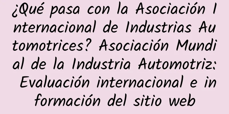¿Qué pasa con la Asociación Internacional de Industrias Automotrices? Asociación Mundial de la Industria Automotriz: Evaluación internacional e información del sitio web