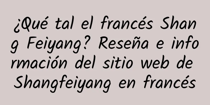 ¿Qué tal el francés Shang Feiyang? Reseña e información del sitio web de Shangfeiyang en francés