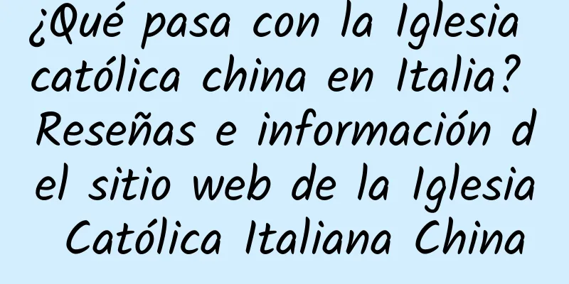 ¿Qué pasa con la Iglesia católica china en Italia? Reseñas e información del sitio web de la Iglesia Católica Italiana China