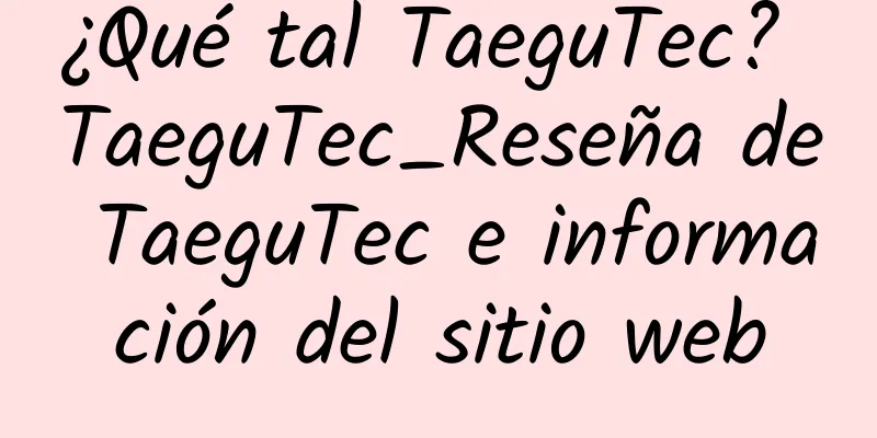 ¿Qué tal TaeguTec? TaeguTec_Reseña de TaeguTec e información del sitio web