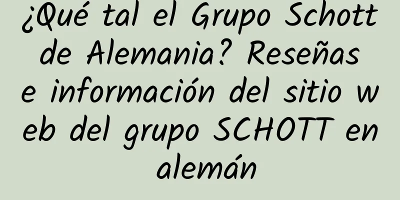 ¿Qué tal el Grupo Schott de Alemania? Reseñas e información del sitio web del grupo SCHOTT en alemán